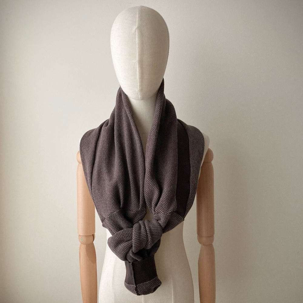 joodito 100% cotton sweater wrap tie scarf cowl shawl textured tweed dark brown